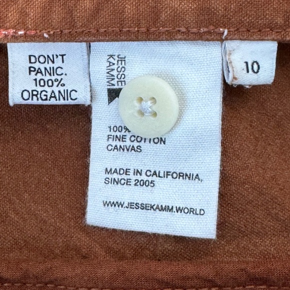 Jesse Kamm The Sailor 100% Organic Cotton Canvas Pants Clay Tapered Leg Sz 10 - Picture 7 of 8